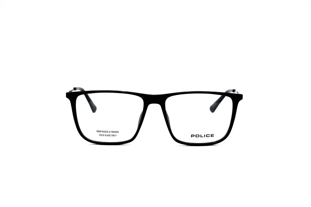 POLICE POLICE VPLP09K Optical Frame shiny black squared optical frame for Men