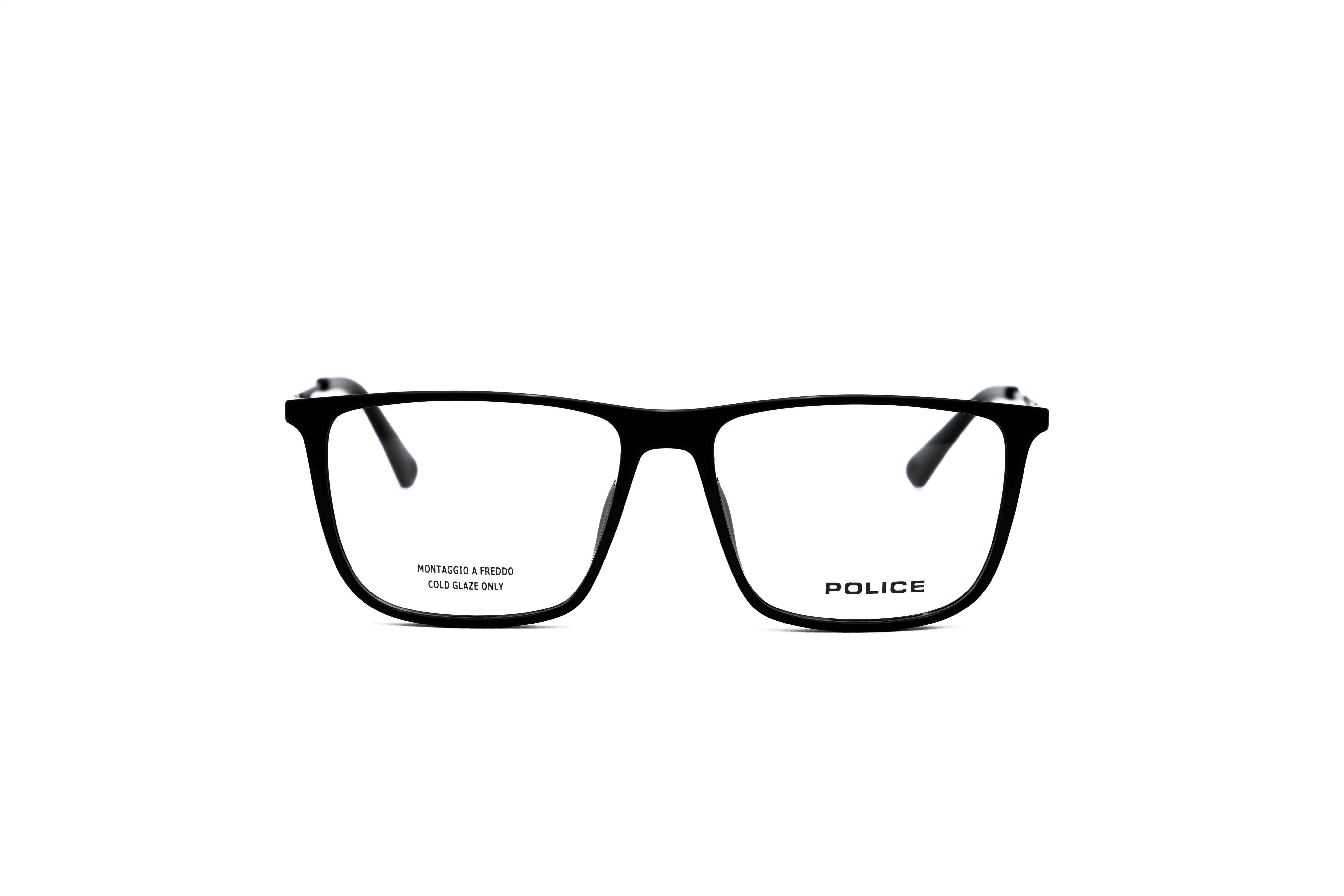 POLICE POLICE VPLP09K Optical Frame shiny black squared optical frame for Men