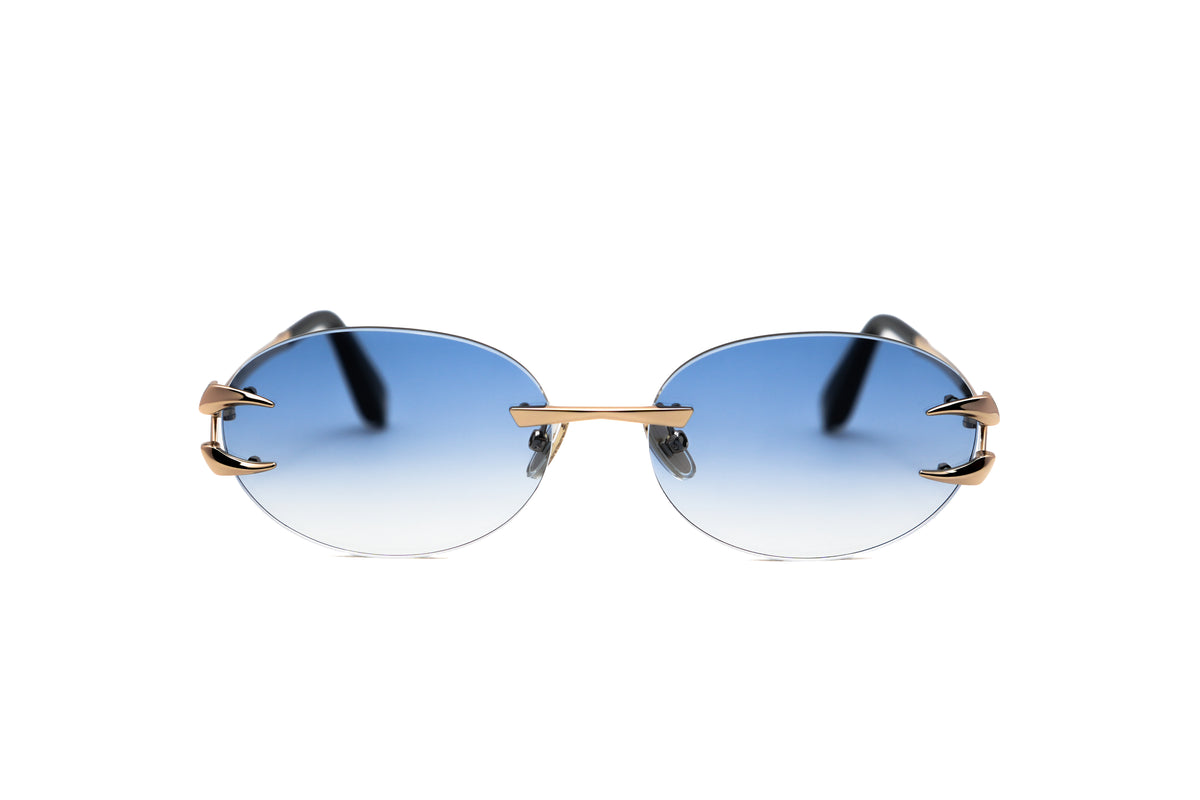 ROBERTO CAVALLI ROBERTO CAVALLI SRC182 Sunglass shiny rose gold round/oval/panthos sunglass for Unisex